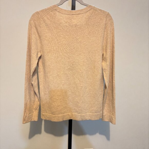 J. Crew Embroidered Fox Merino Wool Blend Long Sleeve Crew Neck Tan Sweater - Picture 10 of 11